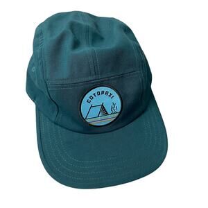 Cotopaxi Tech 5 Panel Hat Strapback Teal Outdoors Camping Blue Patch EUC